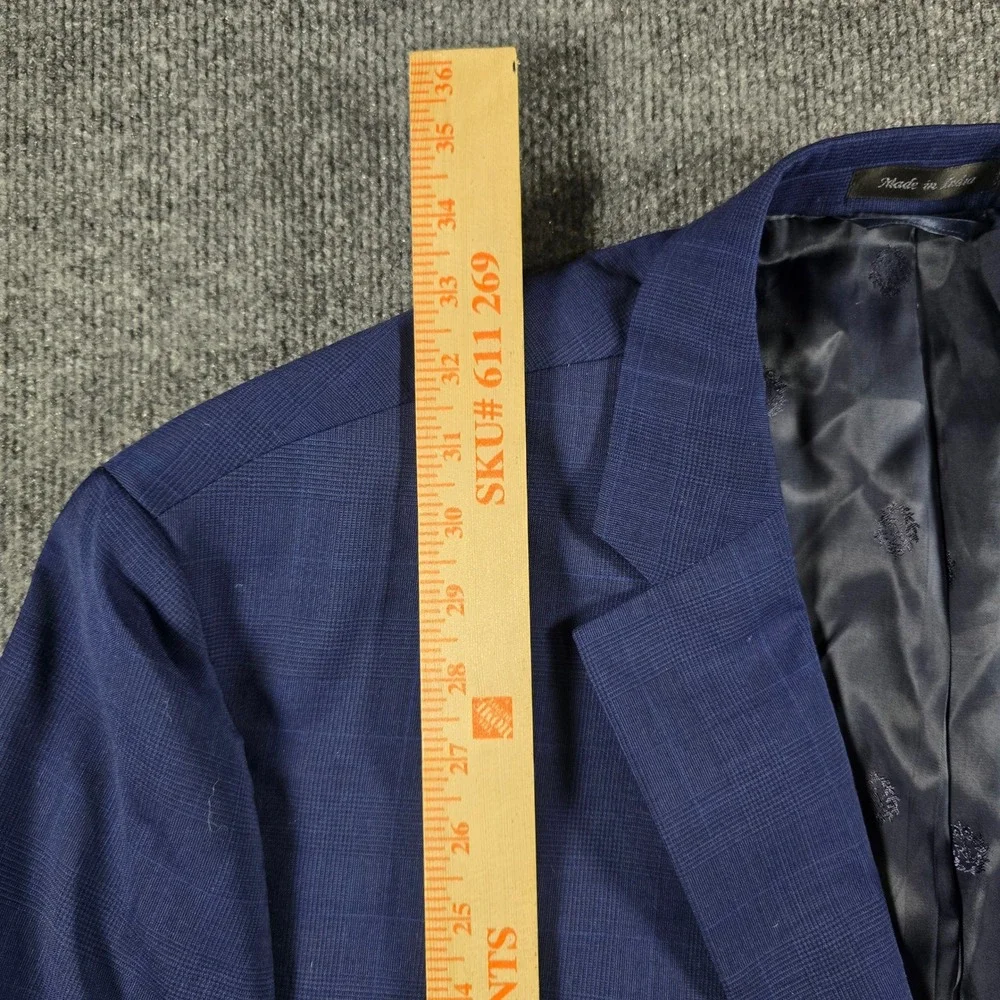 Lauren Ralph Lauren Mens Blue Plaid 100% Wool Suit 52R 44W 32L Natural Stretch